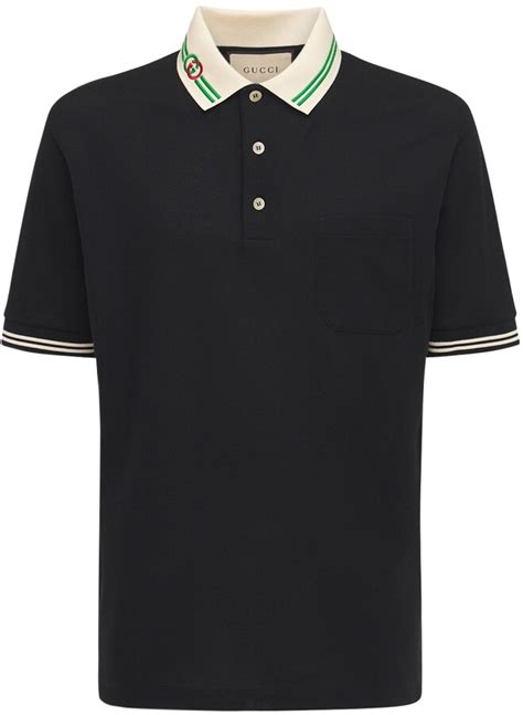 gucci cotton piquet polo with interlocking g|Gucci White Interlocking G Cotton Piquet Polo for men .